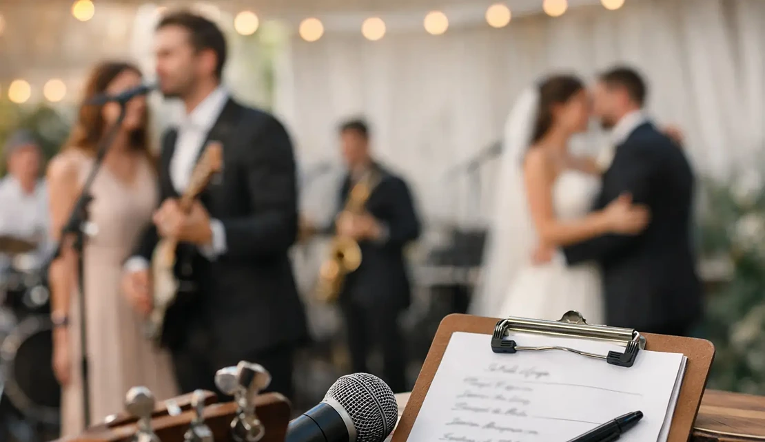 A Bride and Groom are Dancing to a Personalized Setlist