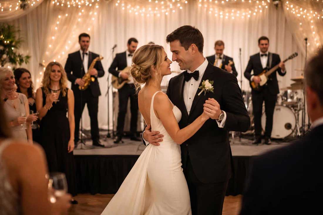 A Premium Live Band Provides Music for a First Dance