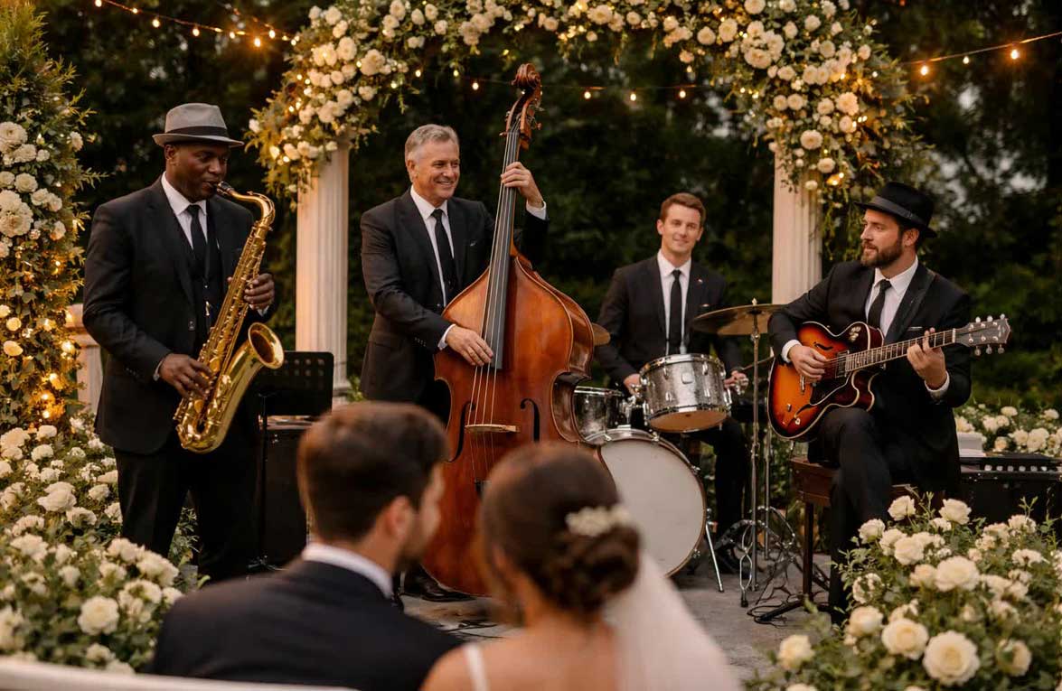 A Wedding Jazz Ensemble Plays Music for a Wedding
