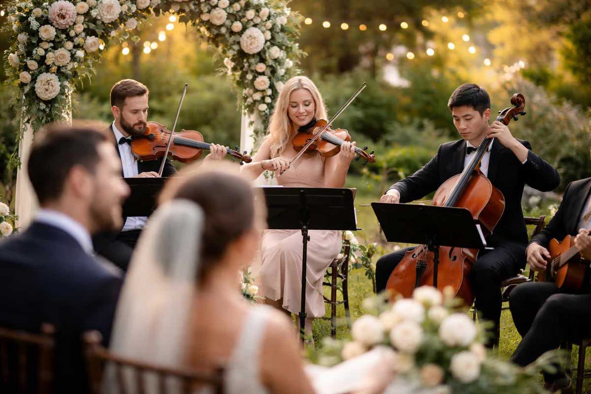 Wedding Musicians Performing at an Outdoor Wedding