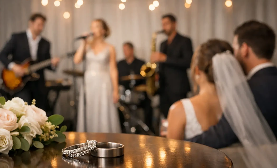 A Wedding Live Band Performing at a Cocktail Hour