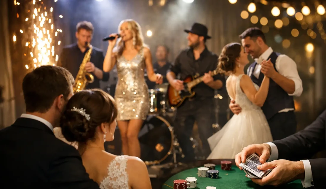A Live Wedding Band Performing at a Reception