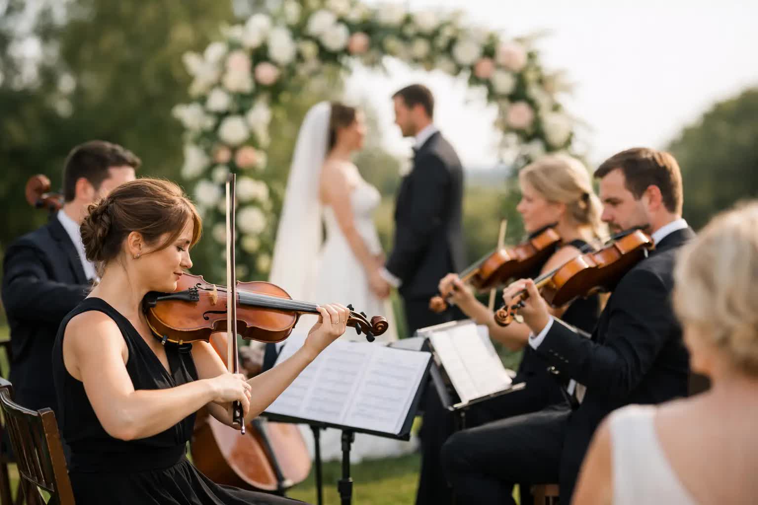 A String Quartet Performing at a Wedding Ceremony