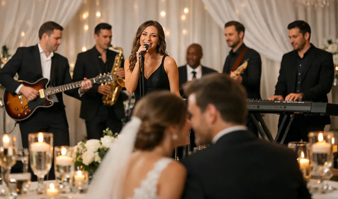 A Live Wedding Band Performing at a Reception
