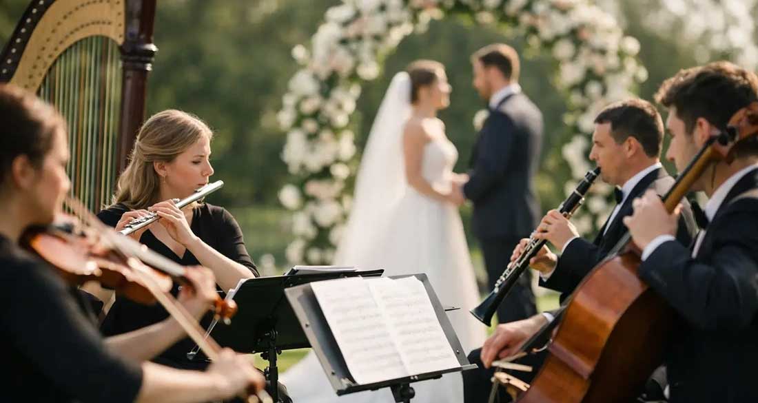 A Wedding Quartet with a Violin, Cello, Flute, and Clarinet